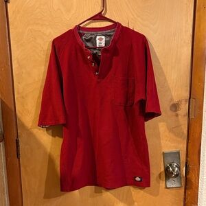 Dickies Men's Deep Red Casual Button Down Shirt